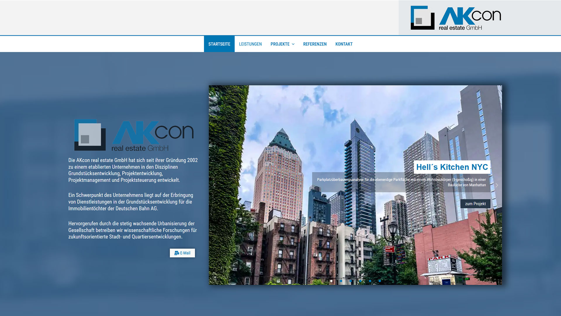 Screenshot der Website von AKCON